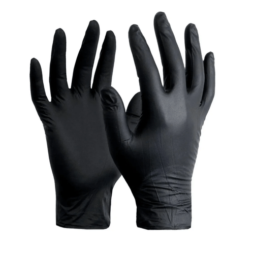 Guantes Descartables Nitrilo Negro Extra Grande X 100 Un.