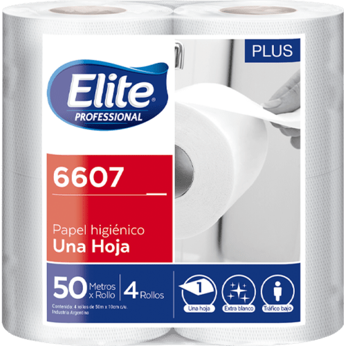 Papel Higienico Elite Plus S/H 50 Mts. 4 X 12 Un. (6607)