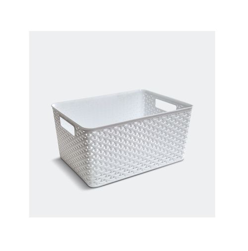 Cesto Rectangular Con Tapa Organizador Para Ropa Simil Ratan 15 Lts (1825)