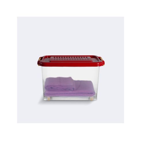 Caja Plastica Con Tapa Y Ruedas Apilable Organizador 16 Lts (9316)