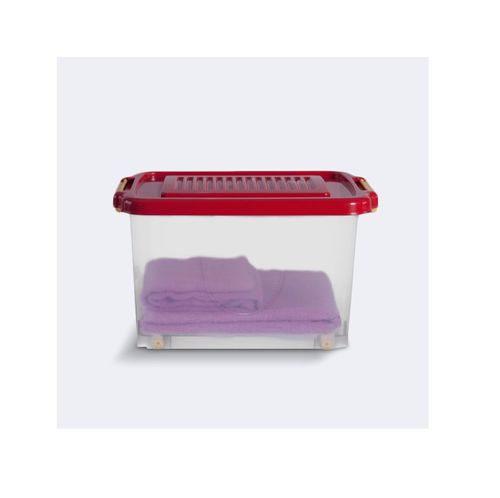 Caja Plastica Con Tapa Y Ruedas Apilable Organizador 24 Lts (9324)