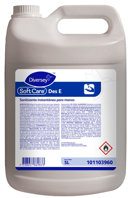 Alcohol En Gel Desinfectante Soft Care Des-E X 5 Lts