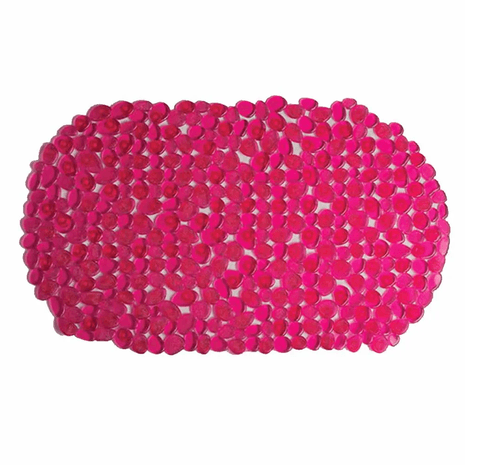 Alfombra De Baño Ventosa Ovalada Piedras Fucsia
