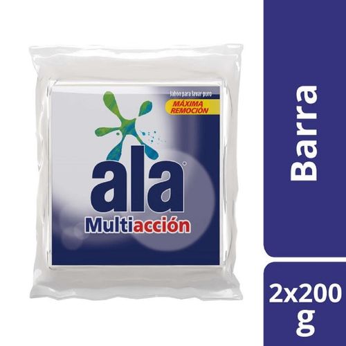 Jabon En Pan Blanco Ala Regular Multiaccion 200 Grs Pack X 2 Und