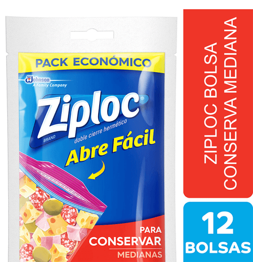 Ziploc Bolsa Conserva Mediana X 12 Unid