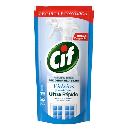 Cif Vidrios Limpiador Multiuso Repuesto X 450 Ml.