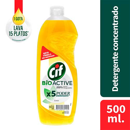 Cif Active Gel X 5 Poder Desengrasante Limon X 500 Ml.