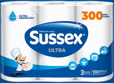 Rollo De Cocina Sussex Ultra D/h 100 Paños 5 Pack X 3 Un. (5698)