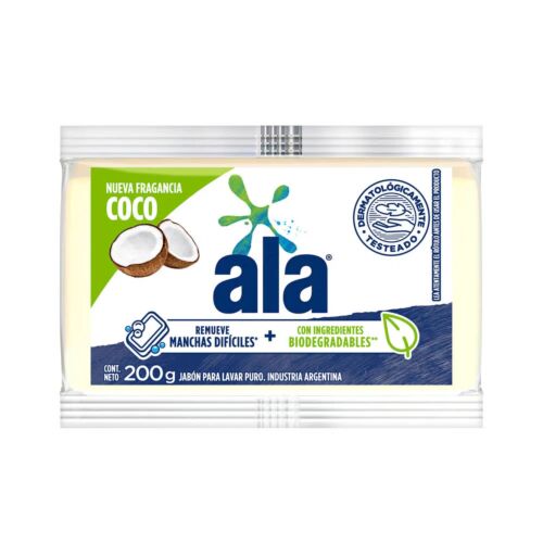 Jabon En Pan Blanco Ala Ecolavado Individual Coco X 200 Grs.