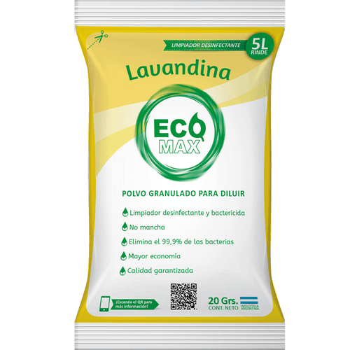 Lavandina Ecomax Sobre 20 Grs (Rinde 5 Lts)