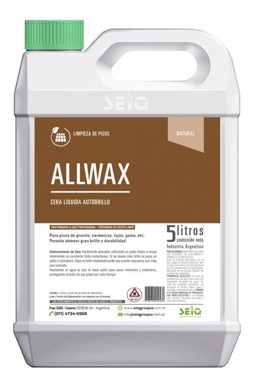 Cera Líquida Autobrillo Allwax Natural X 5 Lts Seiq