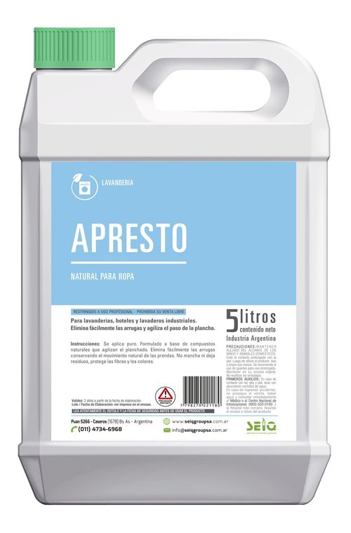 Apresto Para Ropa Seiq X 5 Lts