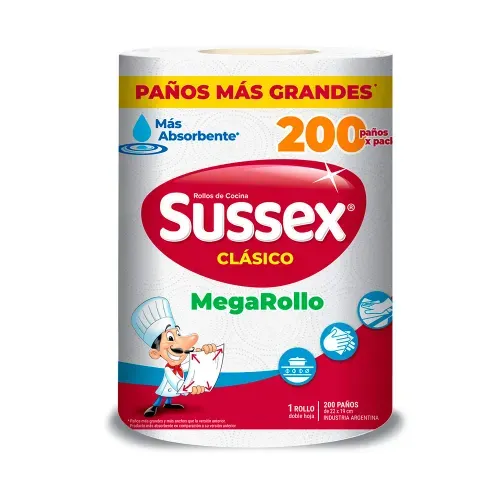 Sussex MegaRollo Cocina Bolsón 12 Un. X 200 Paños