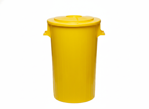 Recipiente Resid Redondo 68 Lts Amarillo Tapa Plana