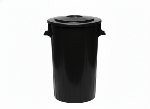 Recipiente Resid Redondo 68 Lts Negro Tapa Plana